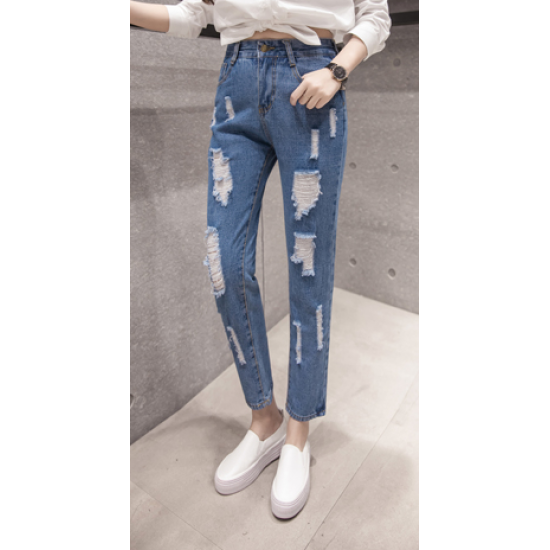 Buy Latest Design Tight Ripped Denim Holes High Waist Jeans Pants WC ...