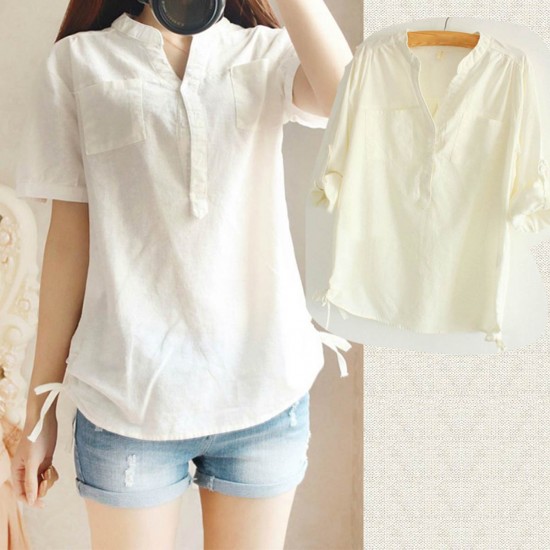 white shirt women short sleeve