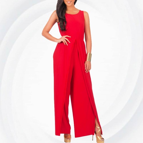 Buy Women New Sexy Fashion Zipper Red Sleeveless Hip Pencil Skirt Dress ...