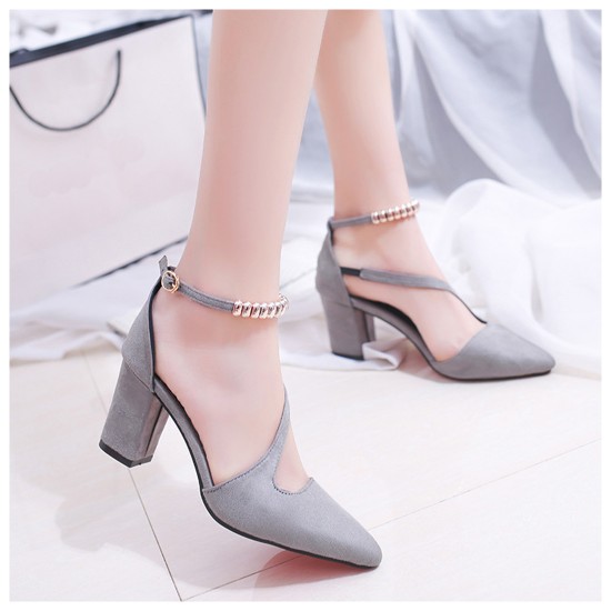 Buy Professionals Women Grey High Heeled Beaded Buckle Sandals Shoes S ...