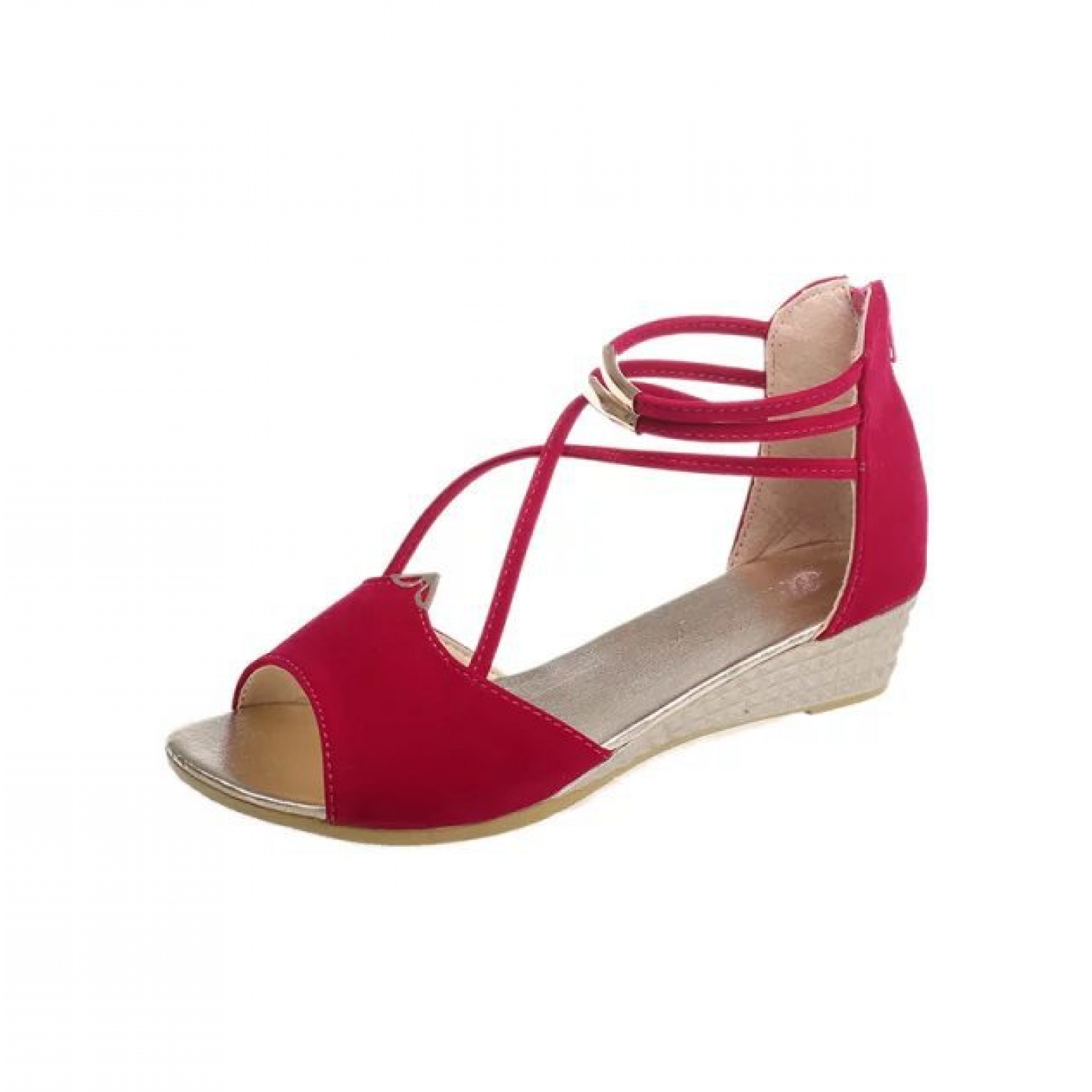 Buy Summer Red Comfort Strap Solid Low-heeled Sandals S-100RD | Look ...