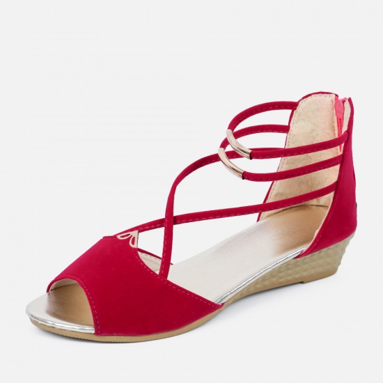 Buy Summer Red Comfort Strap Solid Low heeled Sandals S 100RD