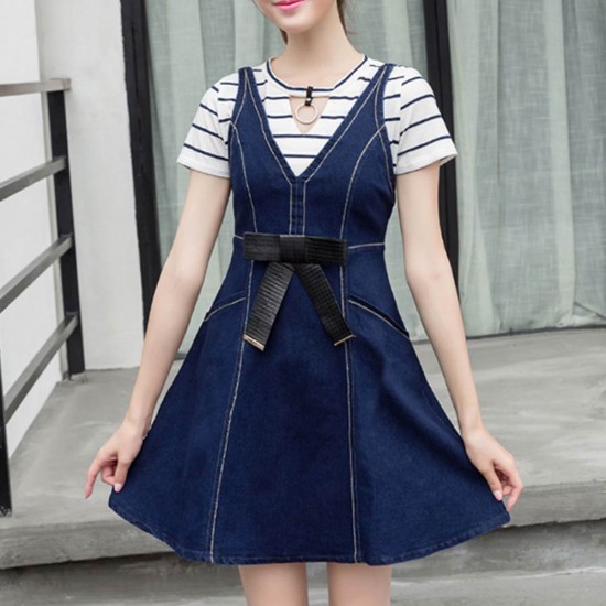 ladies denim midi dress