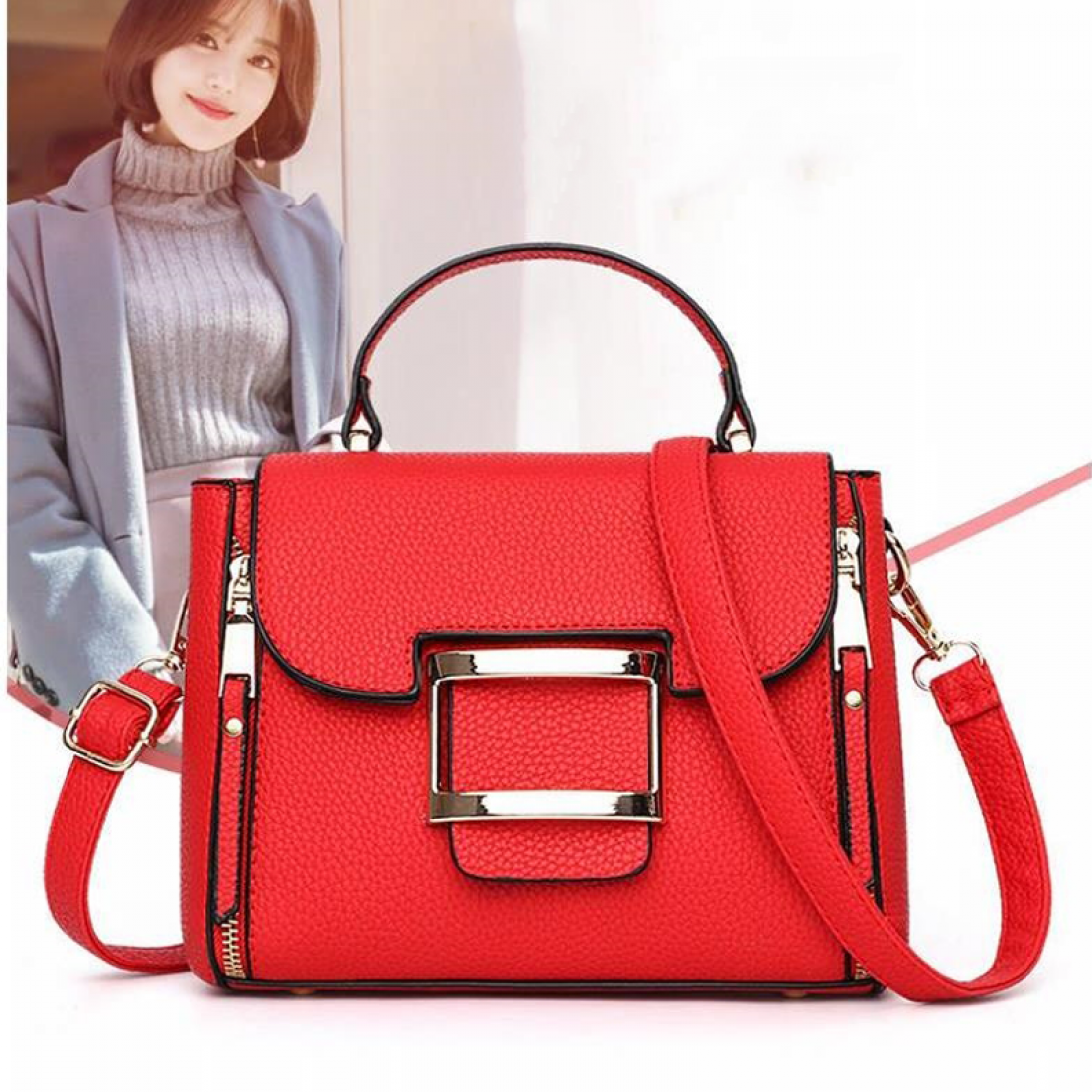 Buy Lychee Pattern Red Cross-Border Handbag WB-42RD | Fashion ...