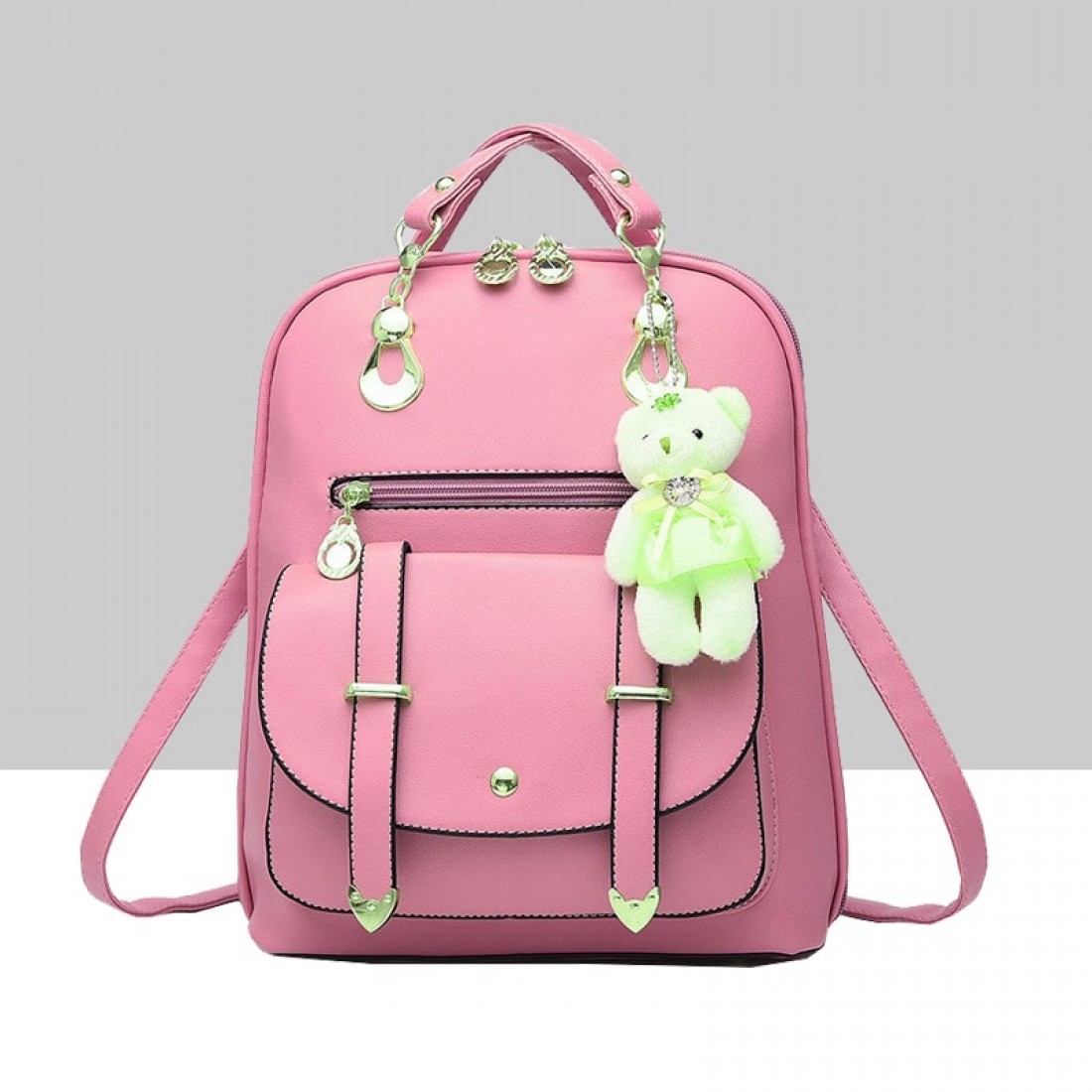 Buy Teddy Bear Hanging Pink Double Strap Backpack WB-85PK ...