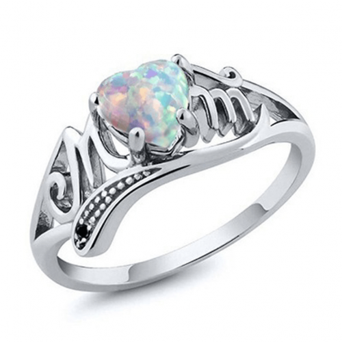 Buy Fire Opal Heart Mom Gift European Style Rings R-49 | Fashion ...