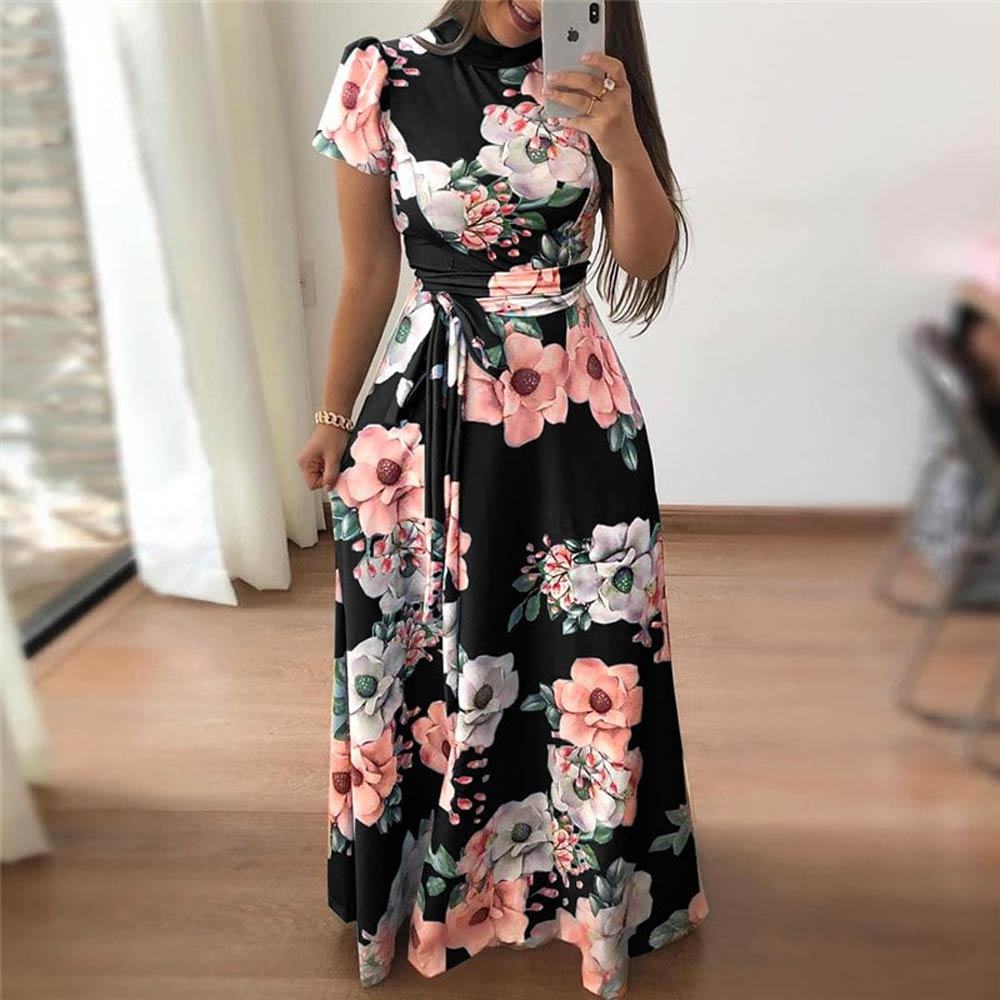 casual short sleeve long dresses