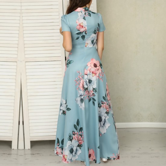 light blue floral dress with sleeves