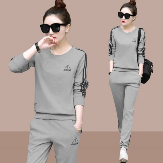 Buy Grey with Black Contrast Two Piece Sweater Pants Track Suit WH-34GR ...