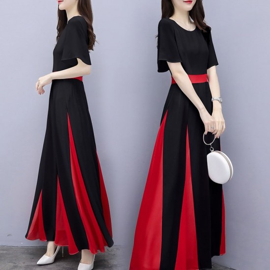 red maxi dress short sleeve