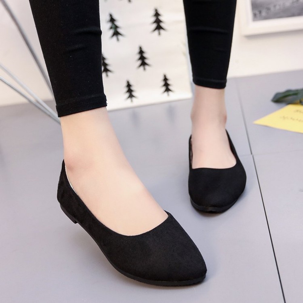 Buy Casual Peas Suede Black Flat Shoes S-153BK | Fashion ...