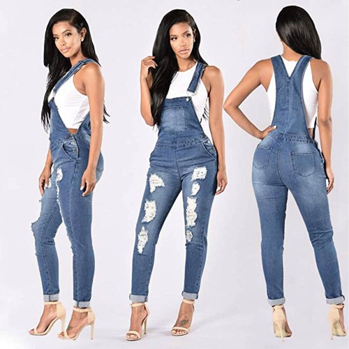 Buy Blue Denim Ripped Jeans Pants Dress - Blue | Fashion ...