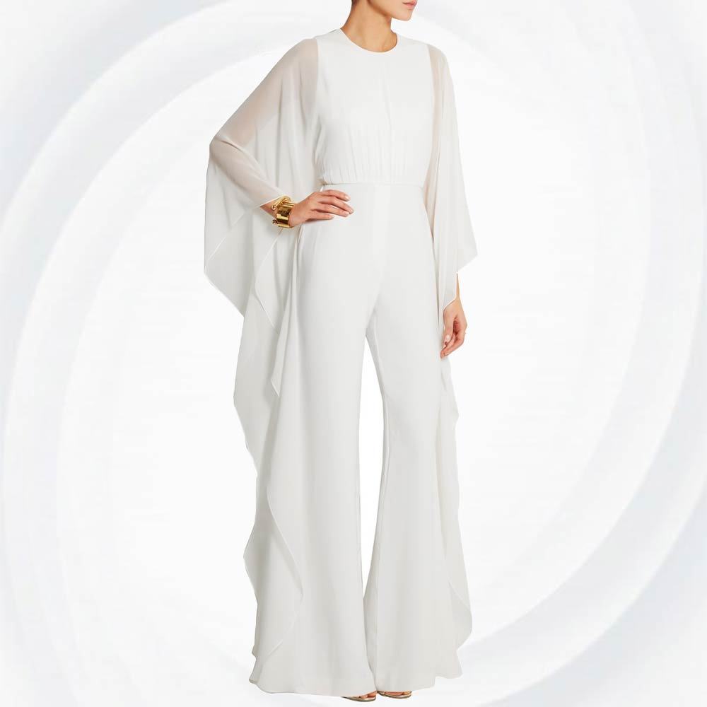 white cape sleeve jumpsuit