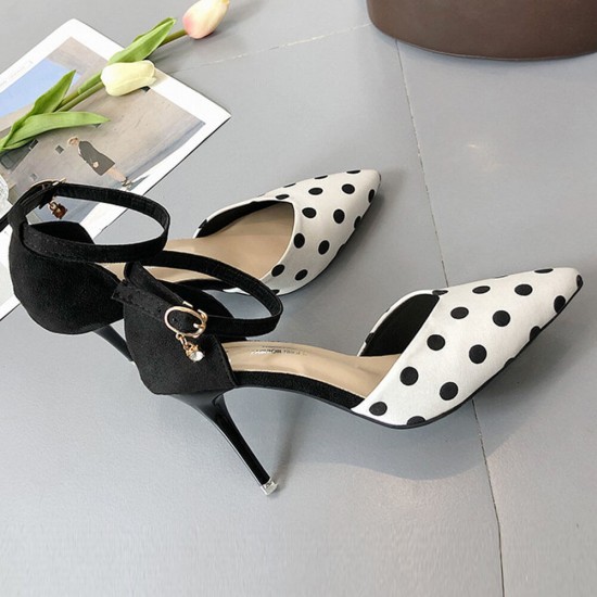 black and white polka dot flats