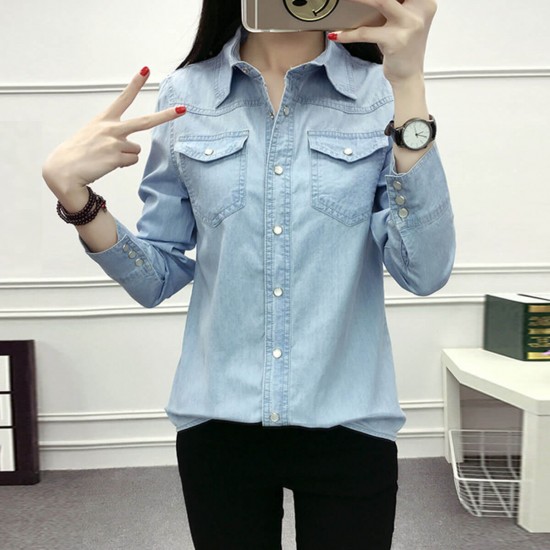 light blue denim shirt outfit