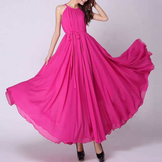 pink color maxi dress