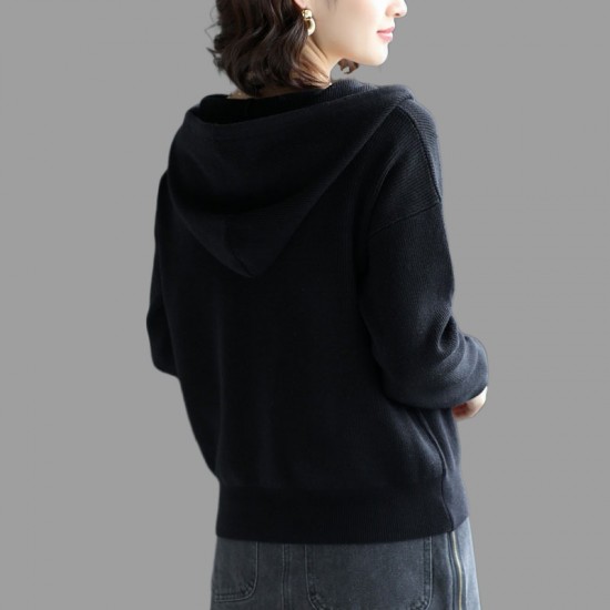 long black hooded sweater