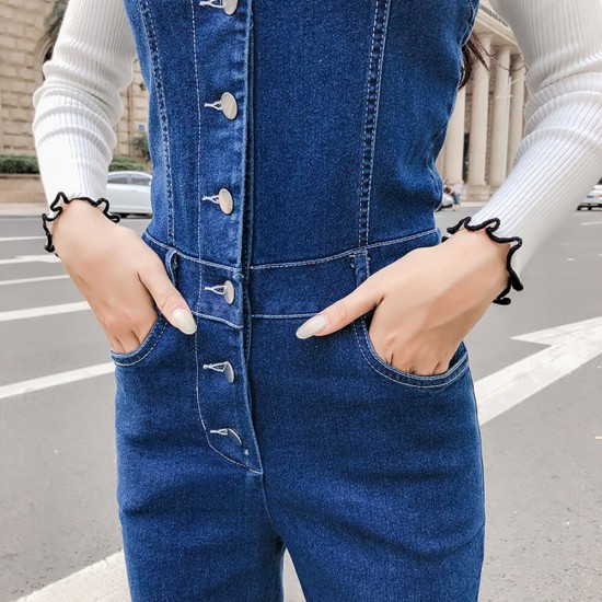 denim jumpsuit skinny leg