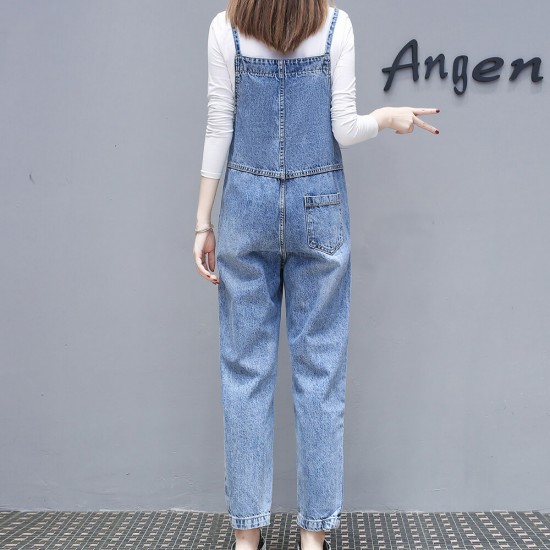 Denim jumpsuit off store shoulder