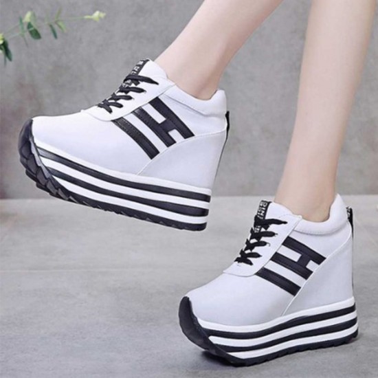 White platform sale wedge sneakers