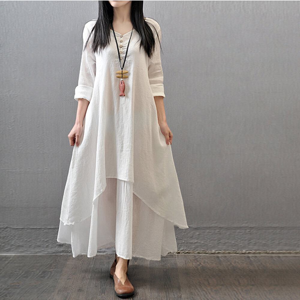 layered linen dress