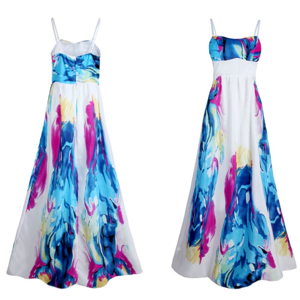 Buy Sleeveless Floral Print Strapless Maxi Dress - White | BusinessArcade