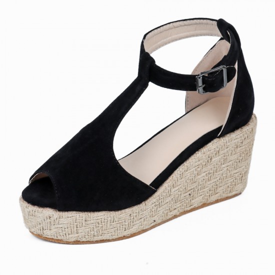 Generic Fashion Wedge Sandals For Women Summer Casual Non_slip Peep Toe  Platform Shoes Rubber Sole Buckle Elegant Heels Women(#Black) @ Best Price  Online