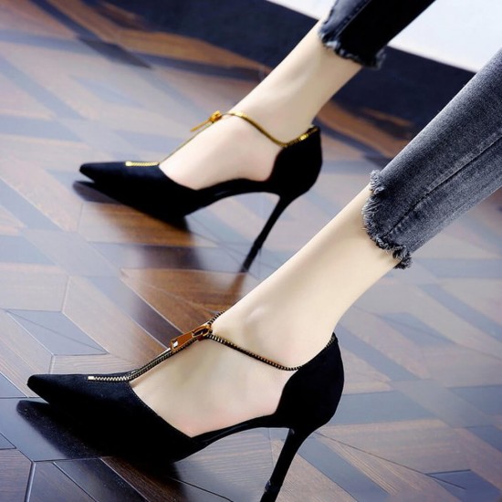 black colour high heels sandals