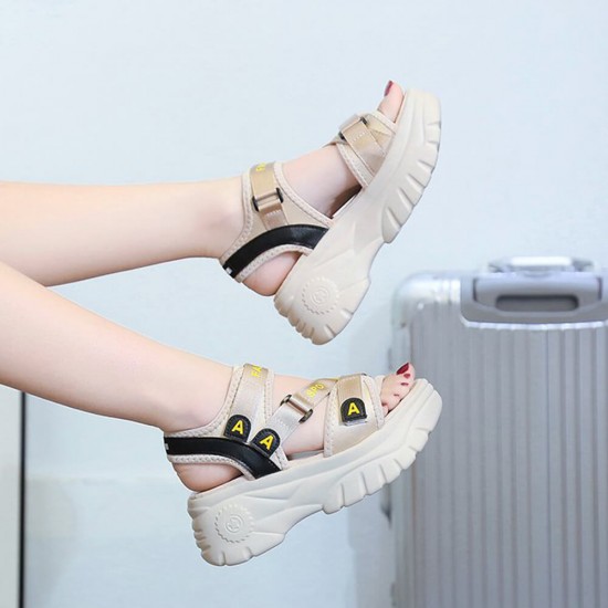 Platform open toe velcro sandals hot sale