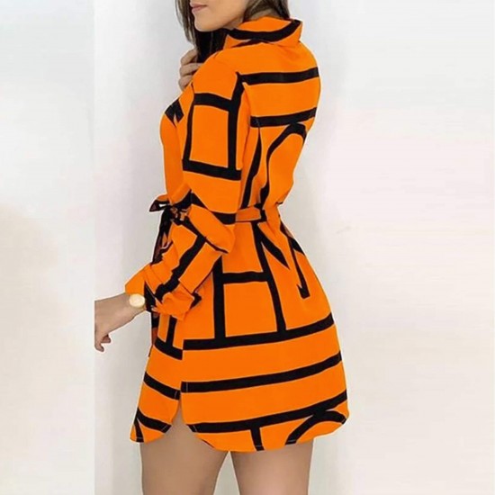 Orange and shop black striped dress