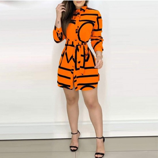 Orange and shop black striped dress