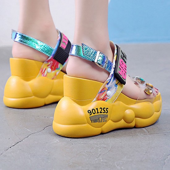 Yellow store platform sandals