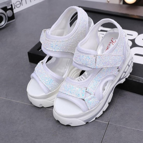 White bottom hot sale platform sandals