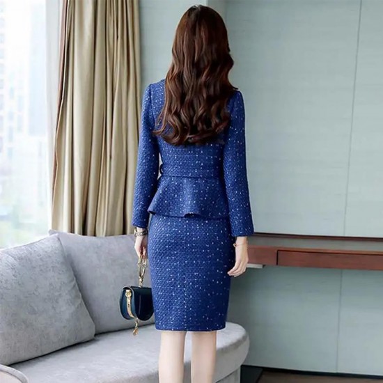 Stylish Formal Skirt Suit For Women - Navy Blue