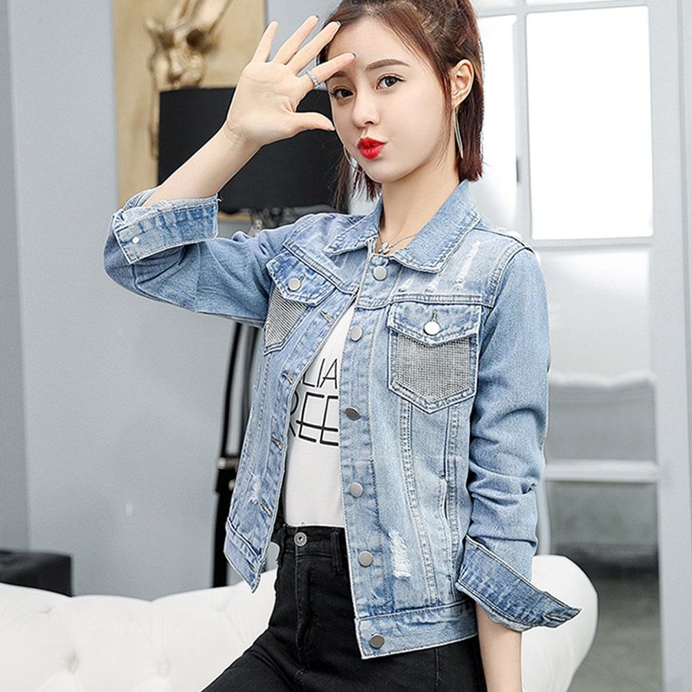 Buy Korean Style Front Button Women's Denim Jacket - Blue | Fashion ...