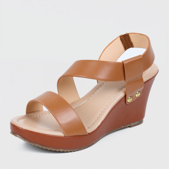 Leather sales wedge sandals