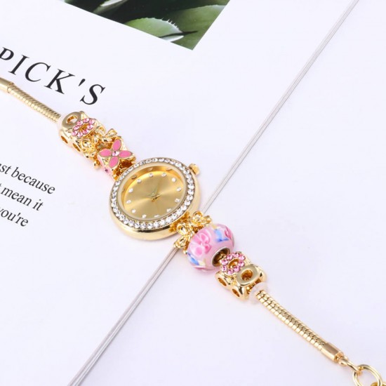 Amazon.com: Lancardo Ladies Luxury Jewelry Crystal Rhinestone Bezel Mother  of Pearl Dial Female Charm Bracelet Dress Watch (Rose Gold) : Clothing,  Shoes & Jewelry