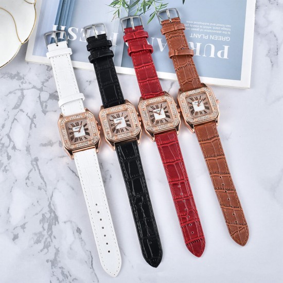 Women's square watch leather on sale band