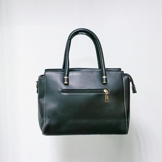 Leather tote with online zipper closure