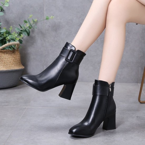 High heel hot sale leather boots