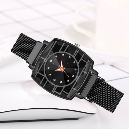 Women's Fashion Mesh Band Square Dial Watch