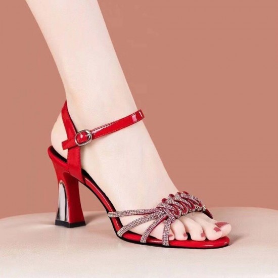 Red open 2024 toe heels