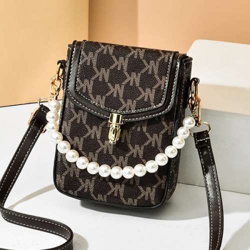 Showing image for Letter Printed Pearl Chain Cellphone Flip Square Mini Shoulder Bag - Dark Brown Letter Printed Pearl Chain Cellphone Flip Square Mini Shoulder Bag - Dark Brown |image