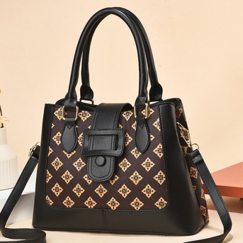Showing image for Luxury Double Handle Floral Printed Vertical Square Tote Hand Bag - Dark Brown Luxury Double Handle Floral Printed Vertical Square Tote Hand Bag - Dark Brown |image