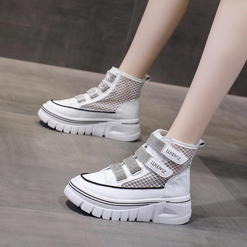 Buy Platform Velcro Soft Sole Thick Bottom Women Sneakers - White ...