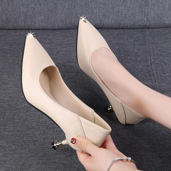 Cream pumps 2024 women's shoes