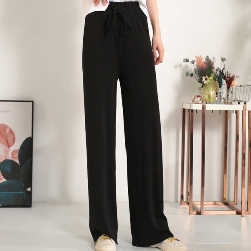 show image for Comfortable Solid Palazzo Lace Up Wide Leg Trouser Pants - Black Comfortable Solid Palazzo Lace Up Wide Leg Trouser Pants - Black |image
