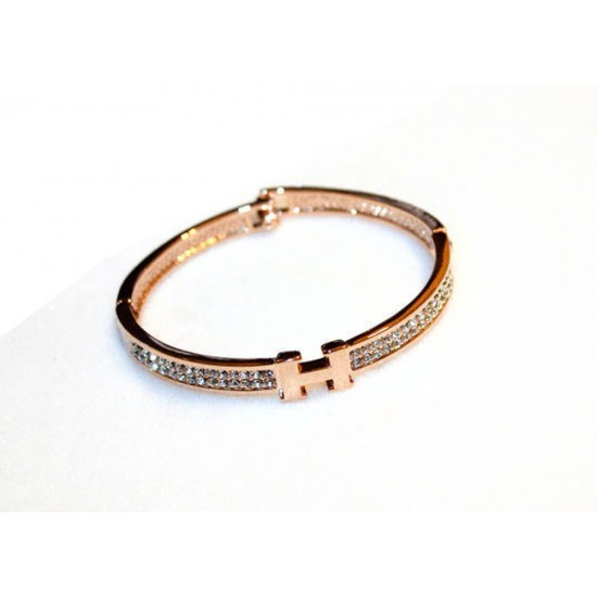 Letter H Rose Gold Diamond Bracelet