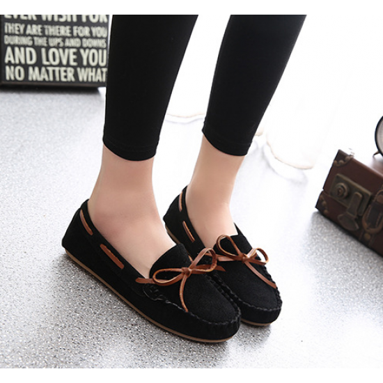 Buy Women Fashion Black Suede Matte Comfortable Loafer Flats Wf