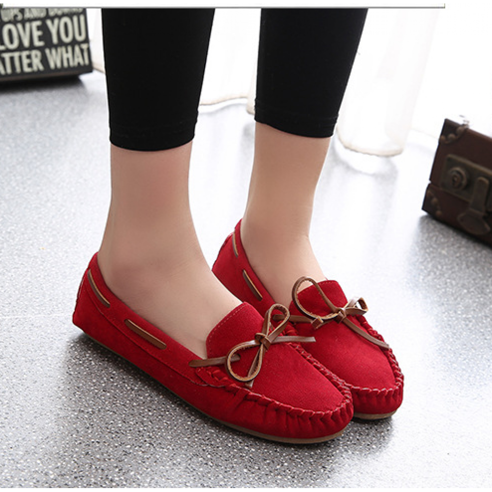 Buy Women Fashion Red Suede Matte Comfortable Loafer Flats WF-05RD ...